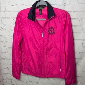 Lauren Ralph Lauren Active Windbreaker Jacket With Crest Emblem Hot Pink